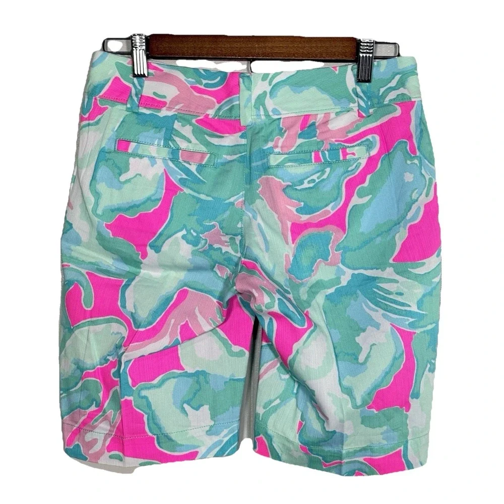 Lilly Pulitzer The Chipper‎ Short Women Size 00 Pink Teal Bermuda Shorts 19987